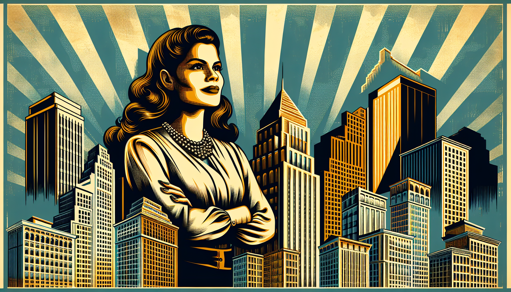 Generate an image in the style of a vintage poster advertising the services of a title insurance company, emphasizing the importance of title insurance for small businesses. Include in the image a sma